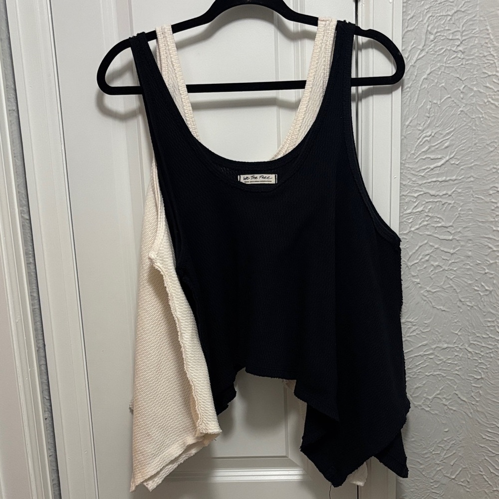 Free People We The Free Sing La La Asymmetrical Knit Hem Tank Top Bundle, Size S